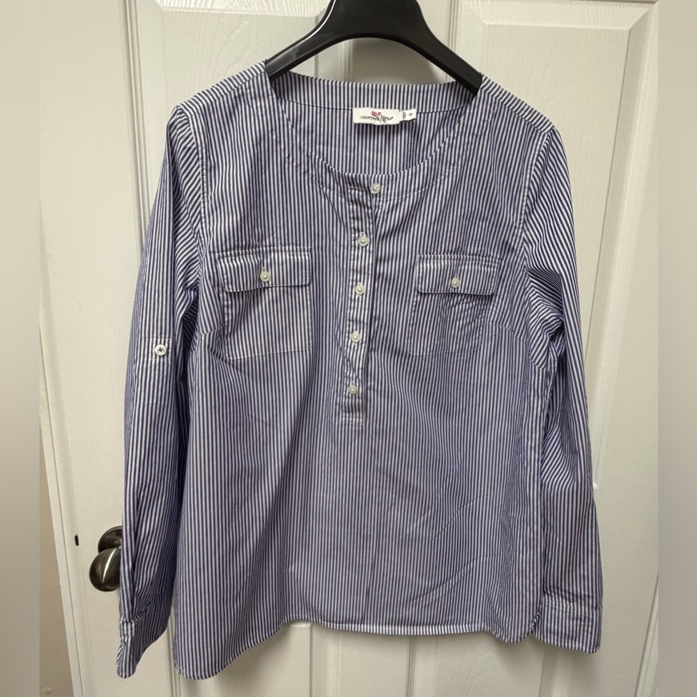 Vineyard Vines Navy Striped Women's Blouse